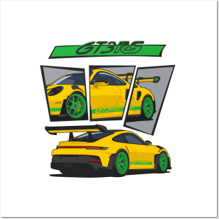 car 911 gt3 rs racing edition detail yellow green Posters and Art